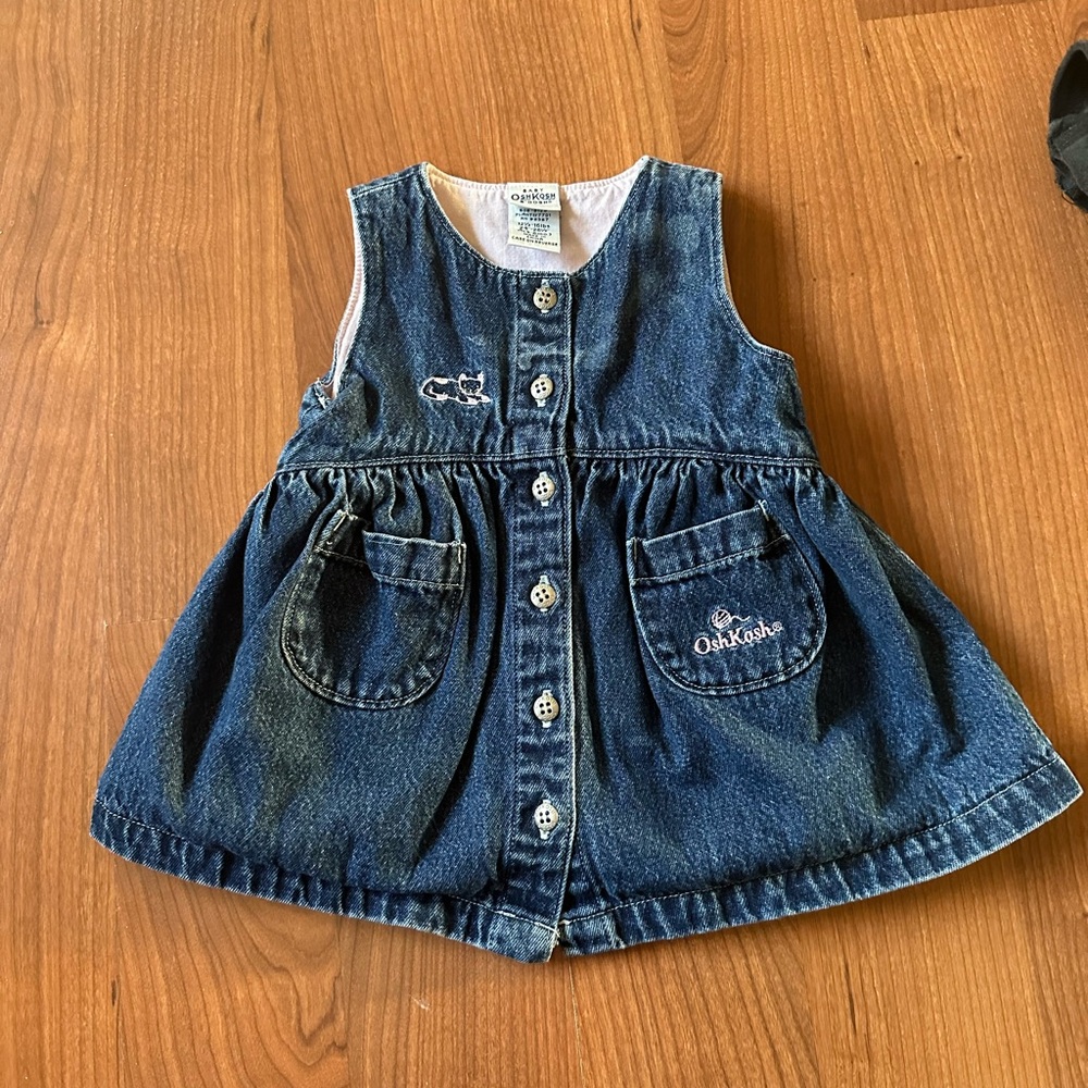 Vintage OshKosh B'gosh Denim Dress with Embroidered Details